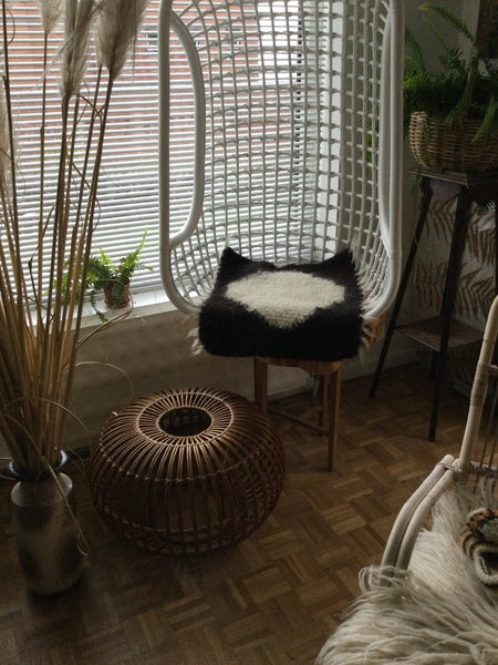 Monochrome Seat Pad | Seat Cover. Handwoven . Wool.