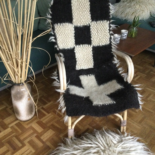 Chess Seat Pad | Seat Cover. Handwoven . Wool.