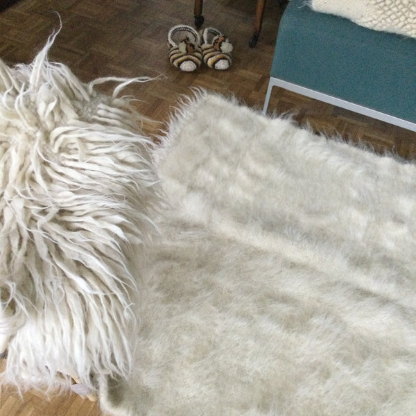 Fluffy White Thick Blanket Scandi Style Hand Loom