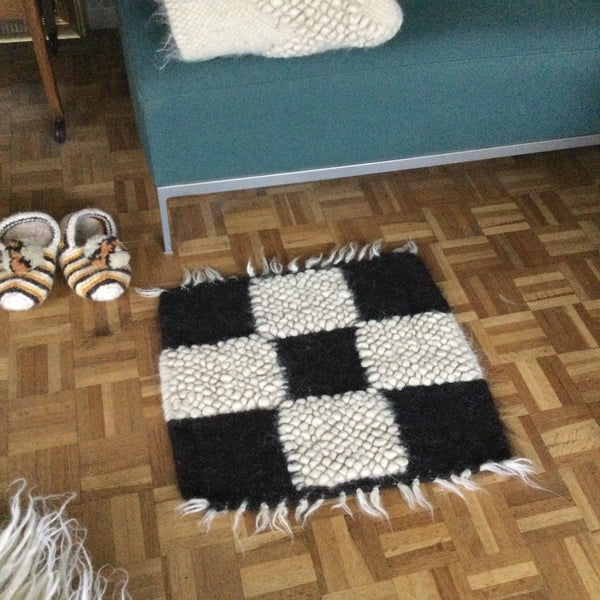 Chess Seat Pad | Seat Cover. Handwoven . Wool.