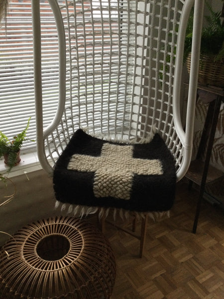 Chess Seat Pad | Seat Cover. Handwoven . Wool.