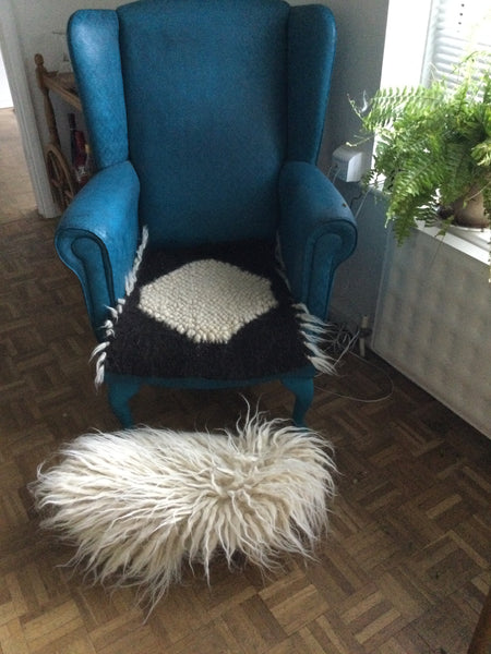 Monochrome Seat Pad | Seat Cover. Handwoven . Wool.