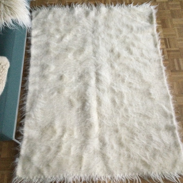 Fluffy White Thick Blanket Scandi Style Hand Loom
