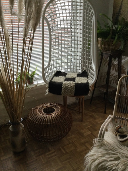 Chess Seat Pad | Seat Cover. Handwoven . Wool.