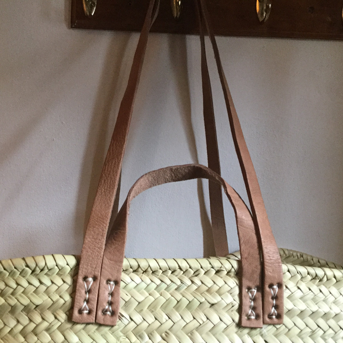 Short Handle French Market Basket (M) - Undyed Leather