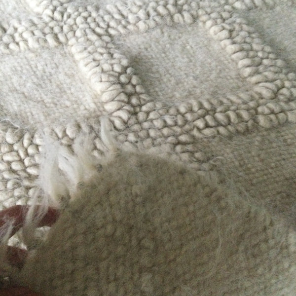 White Rug Organic Sheep Wool Scandinavian Design. Handwoven