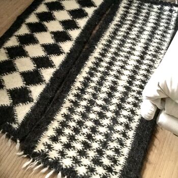 Dogtooth Wool Runner Rug Handmade