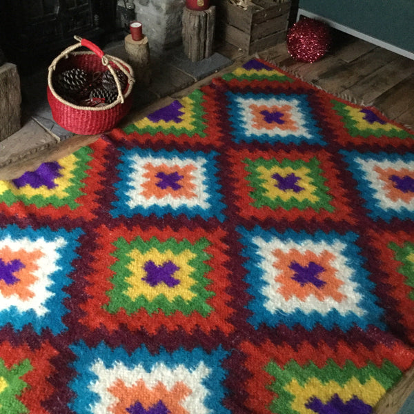 Patchwork Wool Rug Hand Loom  Fat Quarters Custom Made