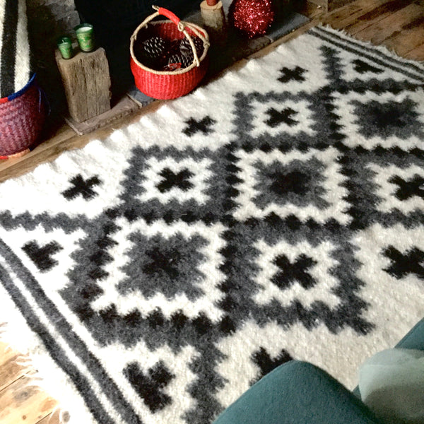 Crosses Wool Thick Rug  Hand Loom Custom Made