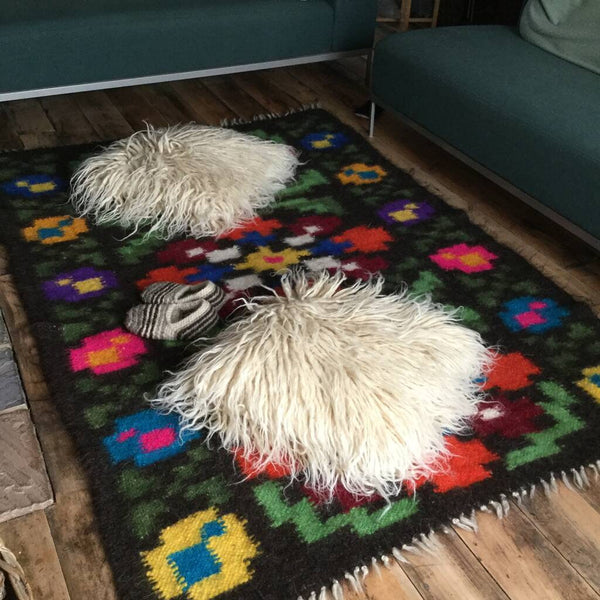 Custom Made Flowers Patchwork Hand woven Wool Rug