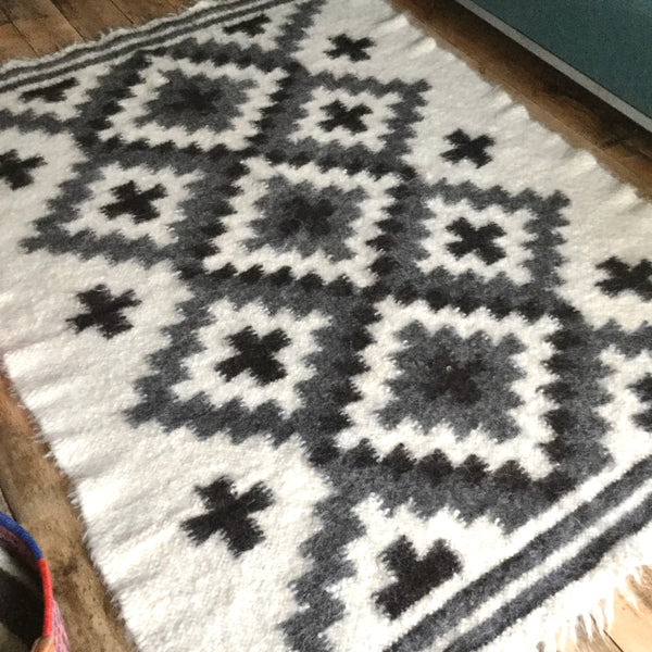 Crosses Wool Thick Rug  Hand Loom Custom Made
