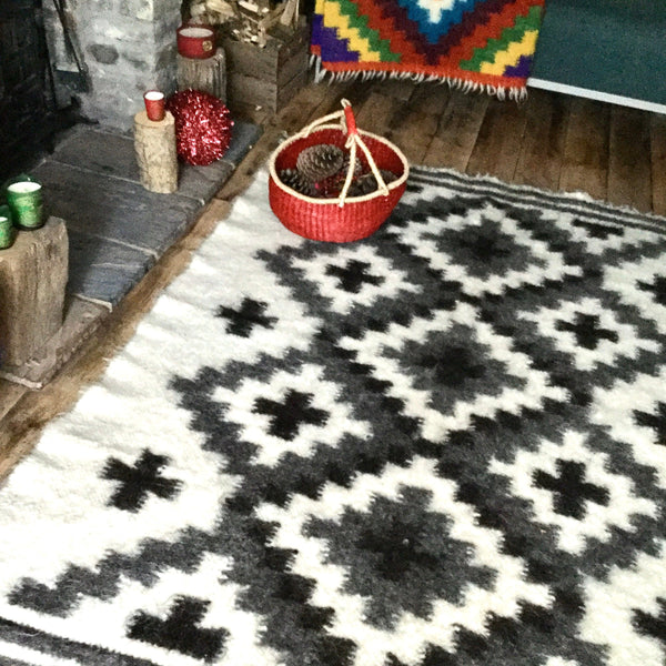 Crosses Wool Thick Rug  Hand Loom Custom Made