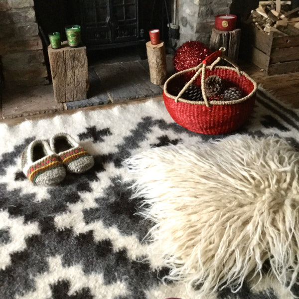 Crosses Wool Thick Rug  Hand Loom Custom Made