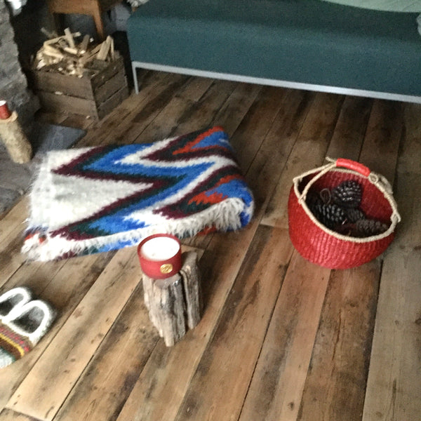 Blue Patchwork Hand Woven Wool Rug Custom Made