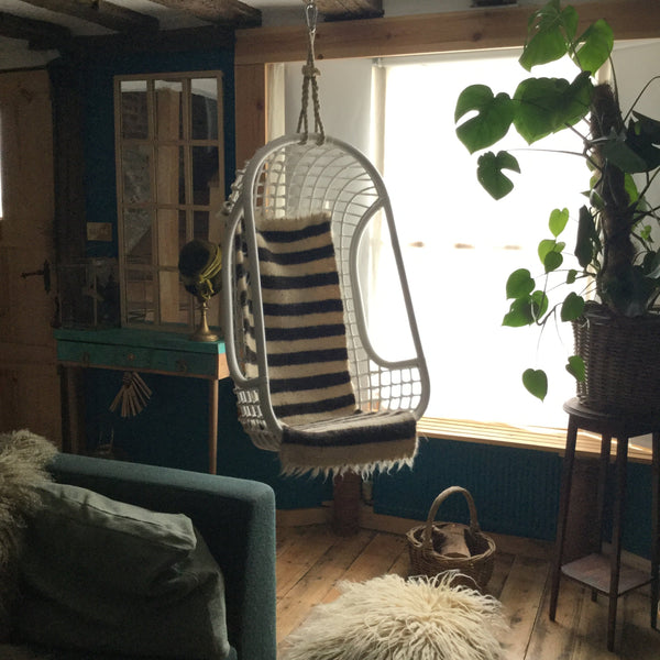 Stripe Rug Organic Sheep Wool Handmade Custom Made