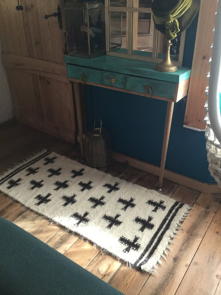 Crosses Rug Organic Sheep Wool Hand Loom  Handmade Custom Made