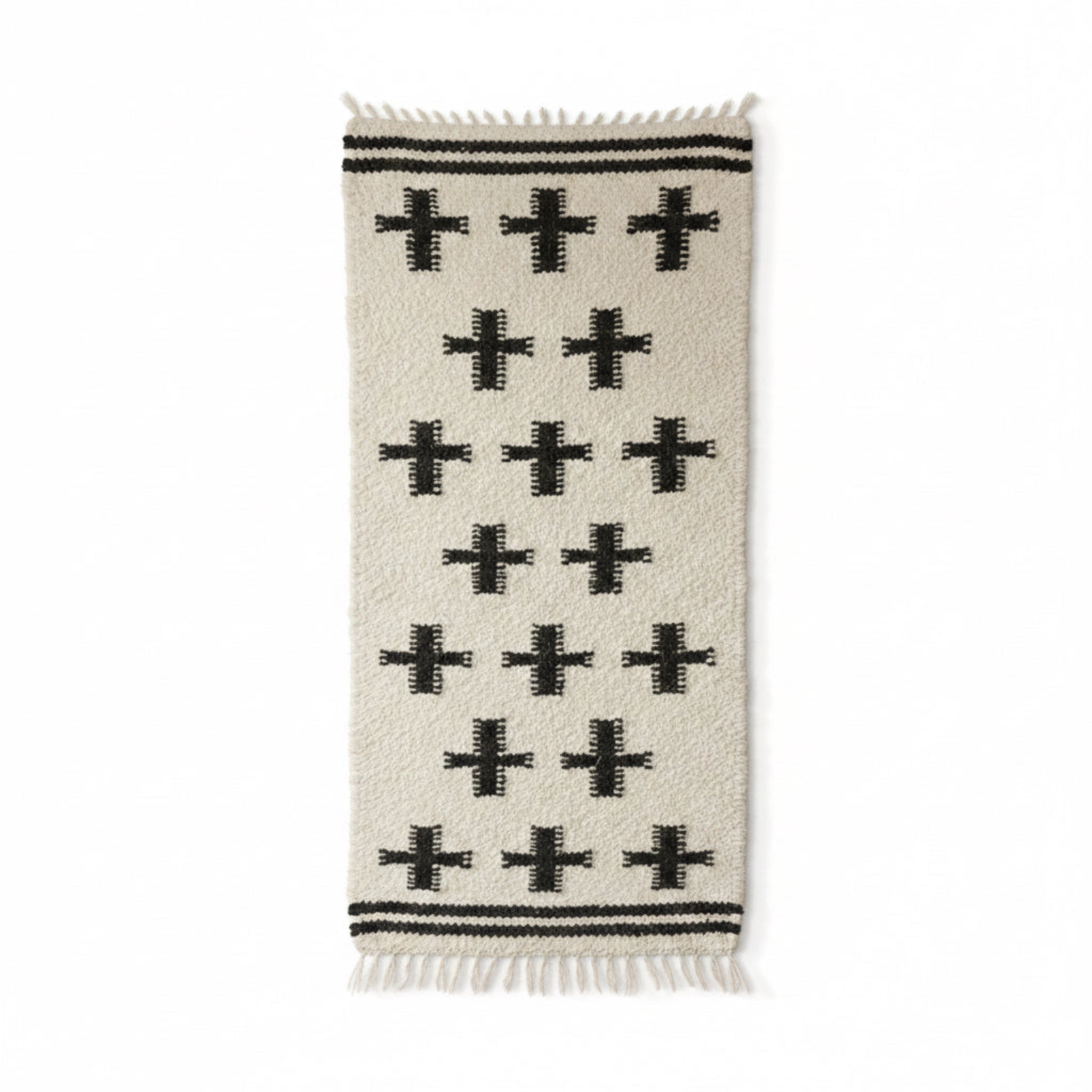 Crosses Rug Organic Sheep Wool Hand Loom  Handmade Custom Made