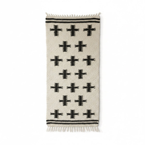 Crosses Rug Organic Sheep Wool Hand Loom  Handmade Custom Made