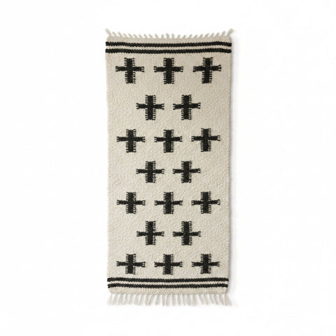 Crosses Rug Organic Sheep Wool Hand Loom  Handmade Custom Made