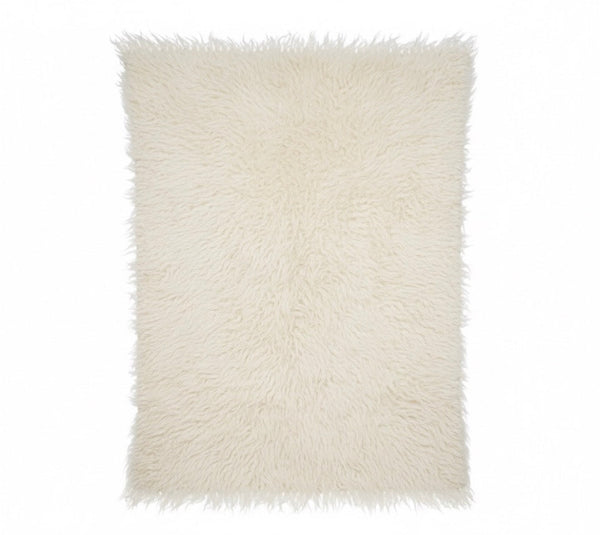 Fluffy White Thick Blanket Scandi Style Hand Loom