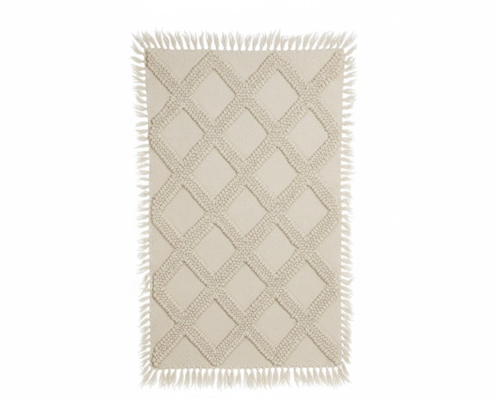 White Rug Organic Sheep Wool Scandinavian Design. Handwoven