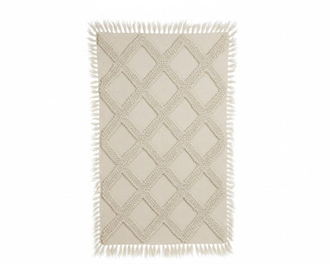 White Rug Organic Sheep Wool Scandinavian Design. Handwoven