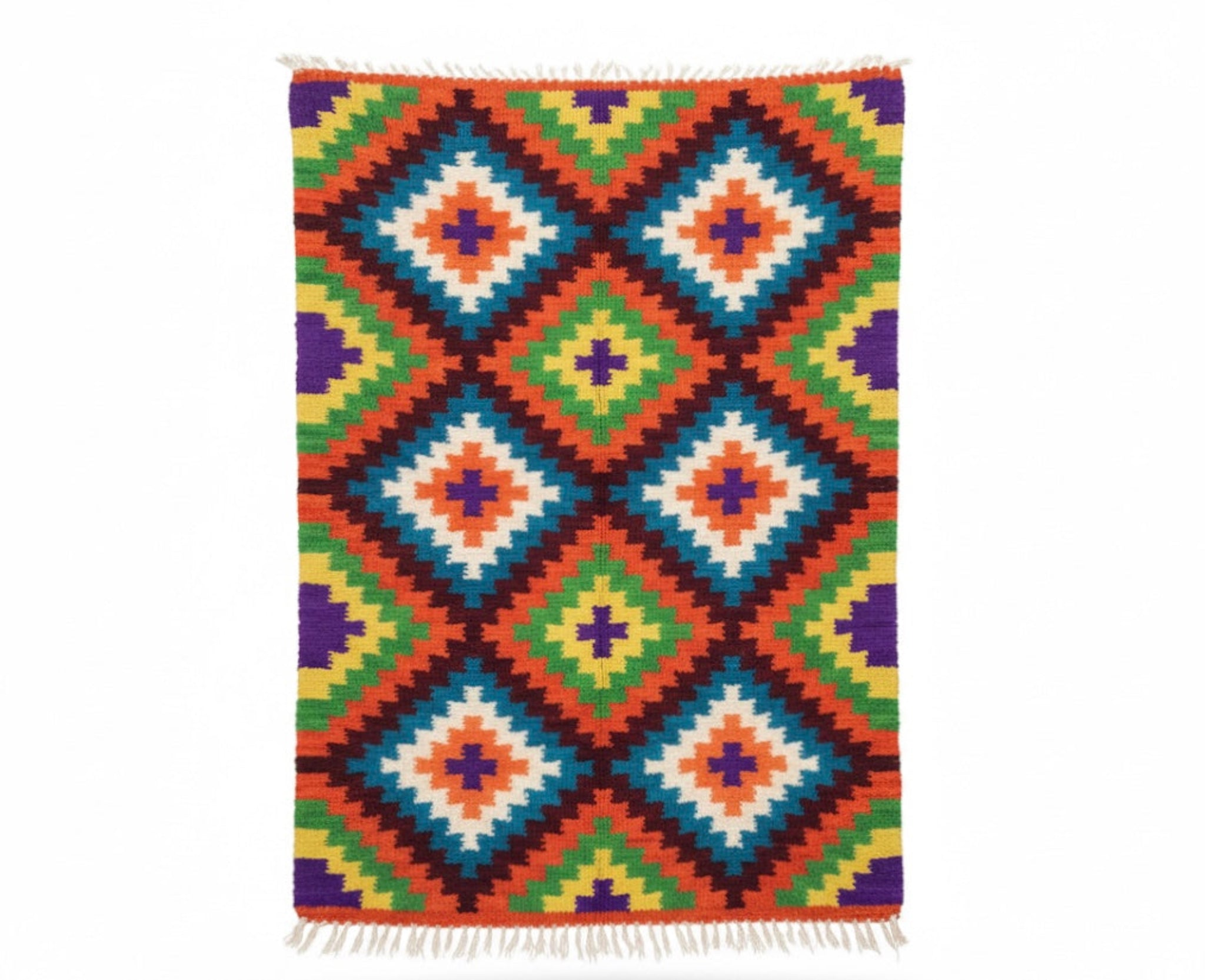 Patchwork Wool Rug Hand Loom  Fat Quarters Custom Made