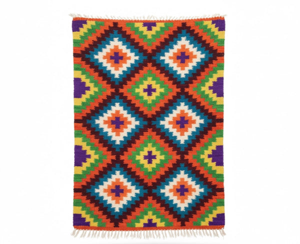 Patchwork Wool Rug Hand Loom  Fat Quarters Custom Made