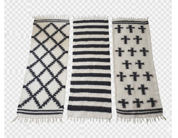 Crosses Rug Organic Sheep Wool Hand Loom  Handmade Custom Made