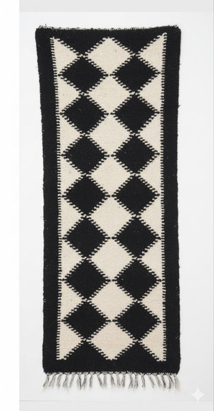 Dogtooth Wool Runner Rug Handmade