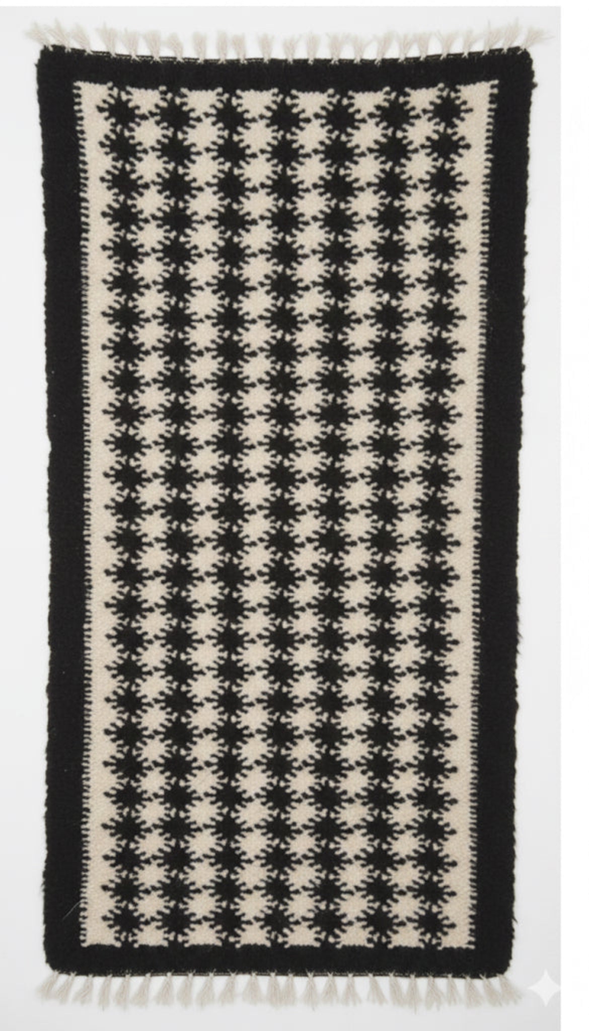Dogtooth Wool Runner Rug Handmade