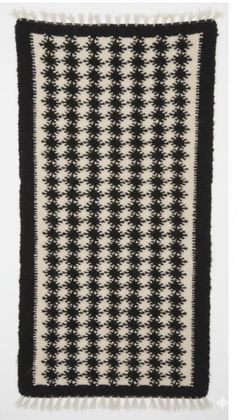 Dogtooth Wool Runner Rug Handmade