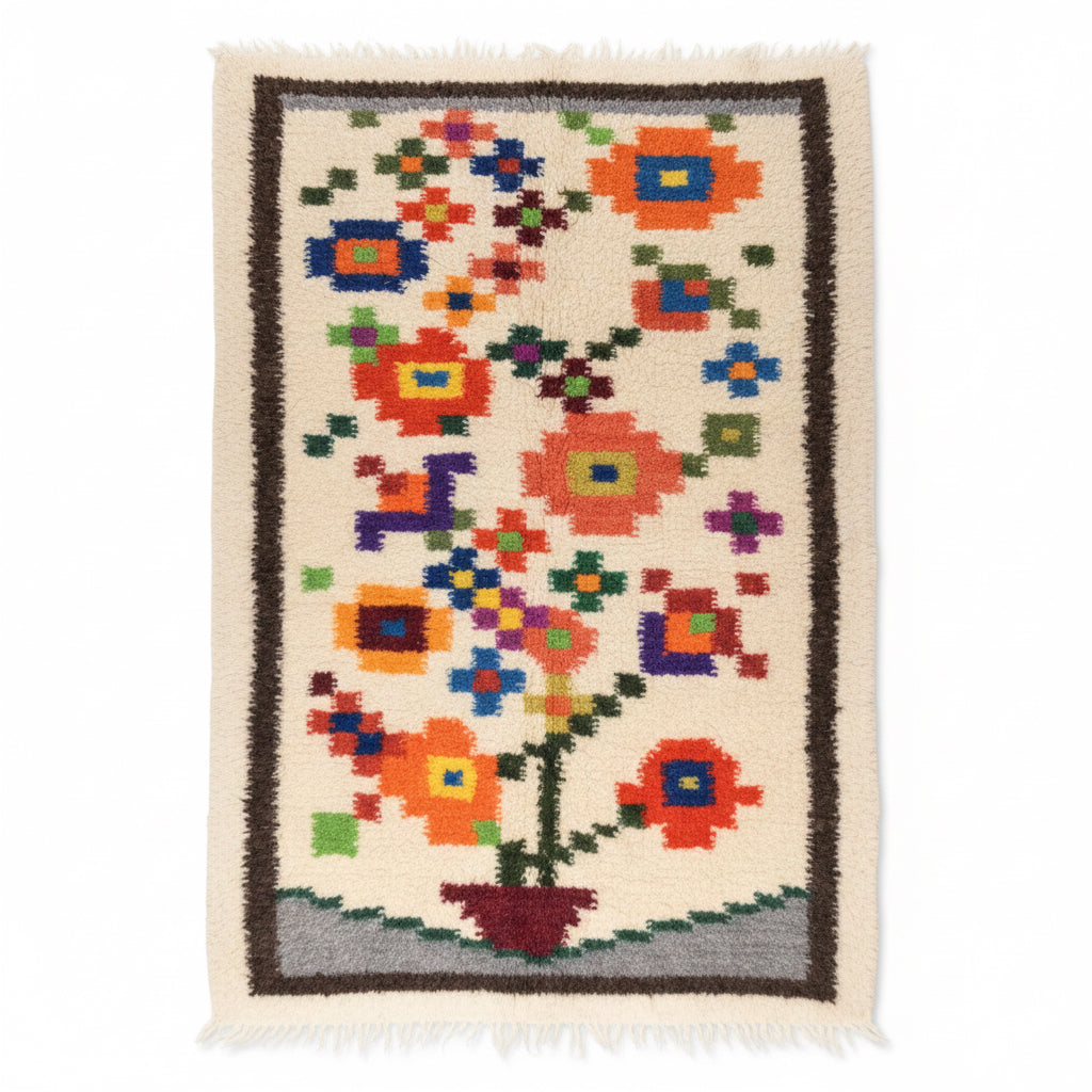 Plant in Pot Hand Woven Rug For Plant Lovers Custom Made