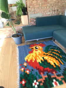 Colourful Cosy rug  Organic Wool Blanket Rug Handwoven on Wooden Loom