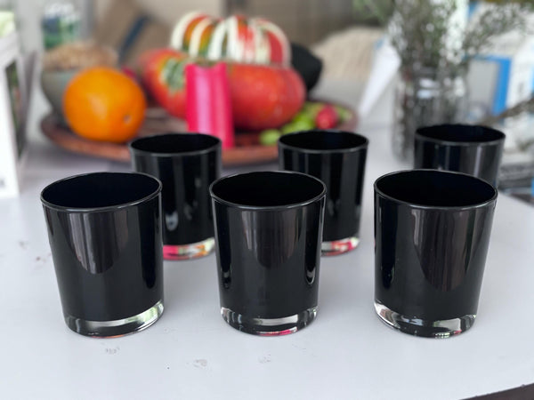Glossy Black Glass Candle Container | DIY Candle Making Supplies