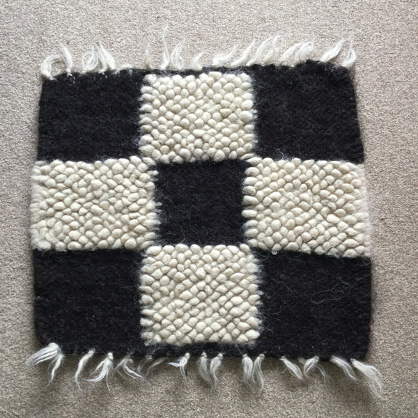 Chess Seat Pad | Seat Cover. Handwoven . Wool.
