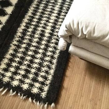 Dogtooth Wool Runner Rug Handmade